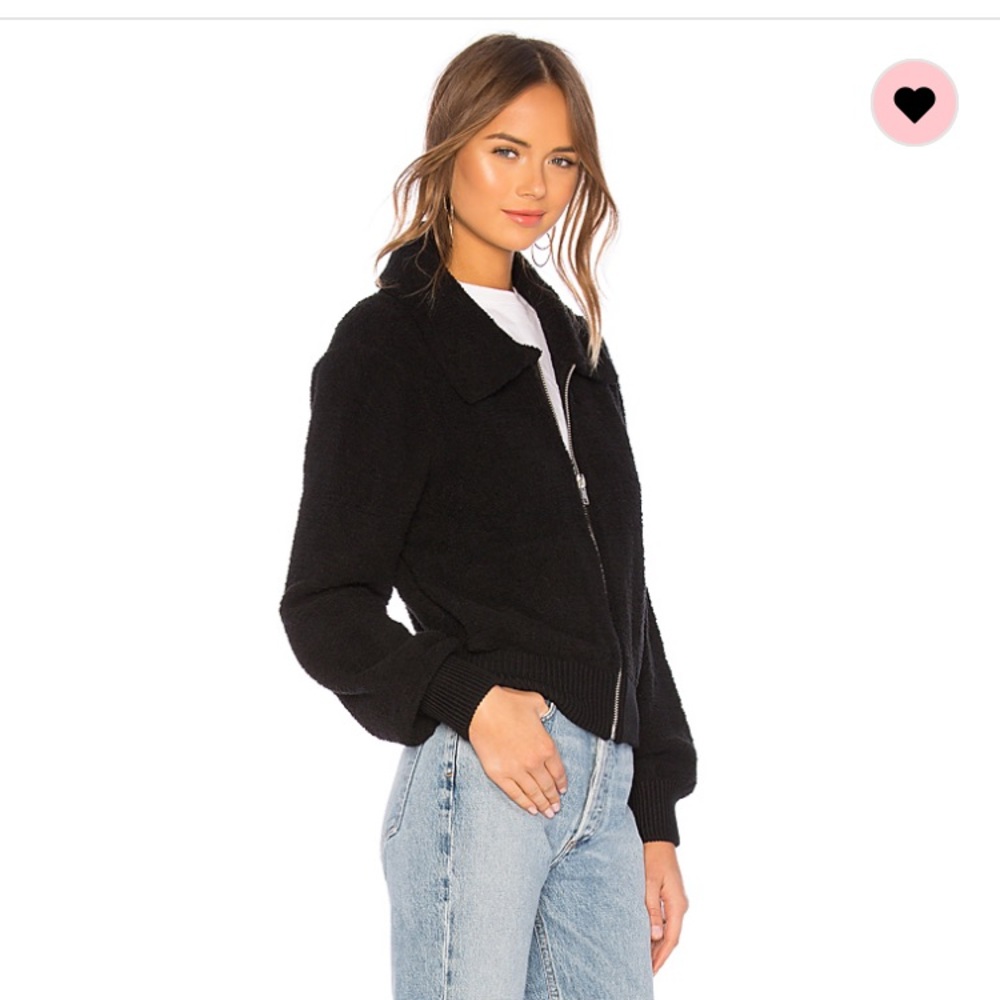 Boucle Black Zip Bomber Jacket